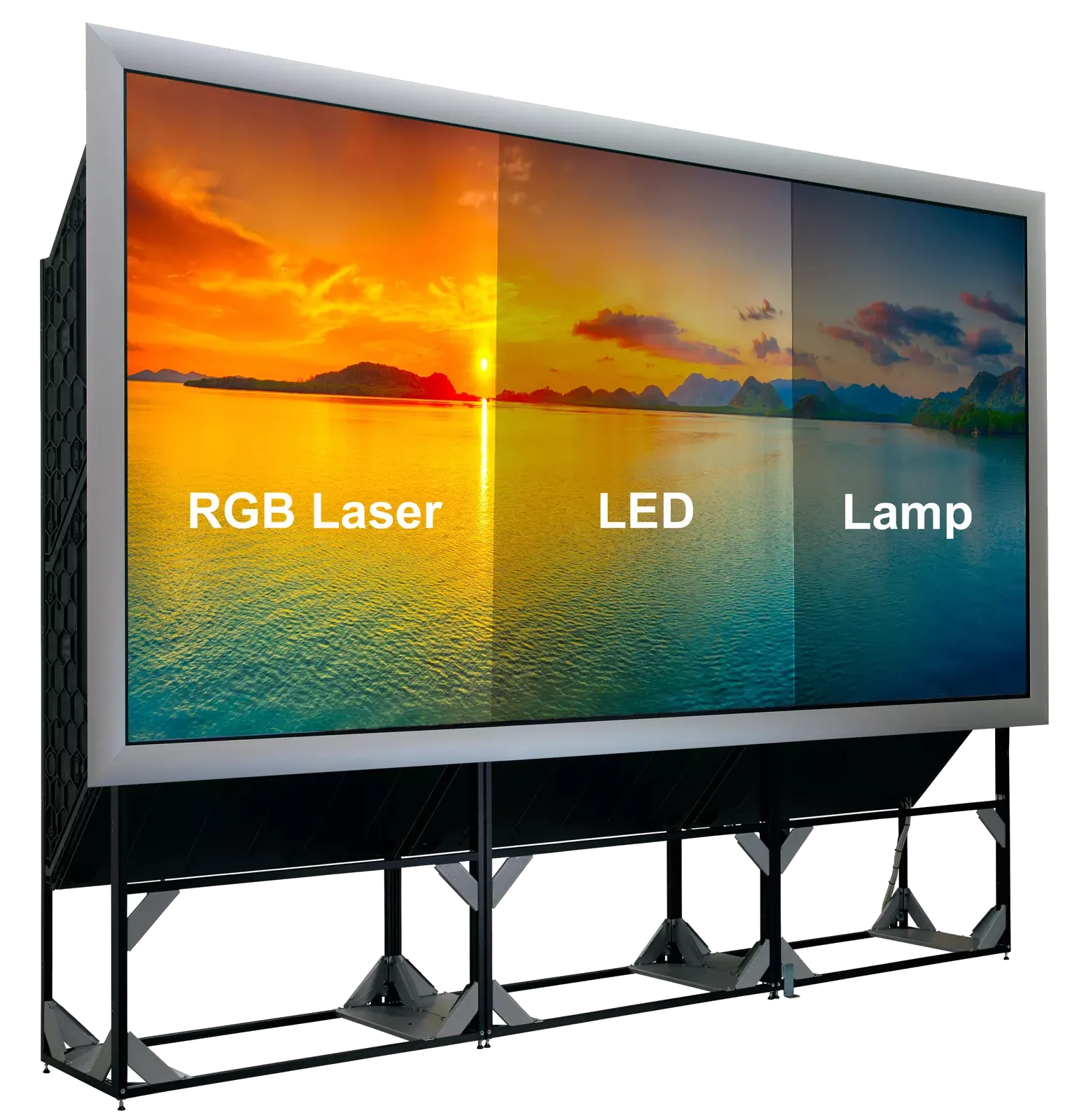 Videowall de cubos de retroproyección Barco comparando tecnologías RGB Laser, LED y lámpara