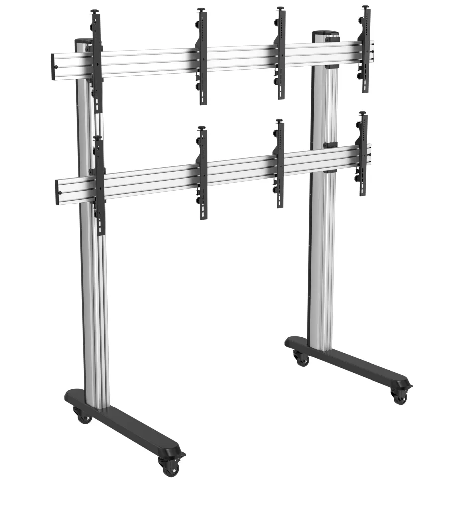 Soporte LVS02-446FF para videowall de 2x2 pantallas con ruedas